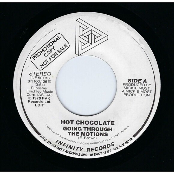 Hot Chocolate Promo 45 Going Through The Motions / Same on Infinity M- Disco - Picture 1 of 4